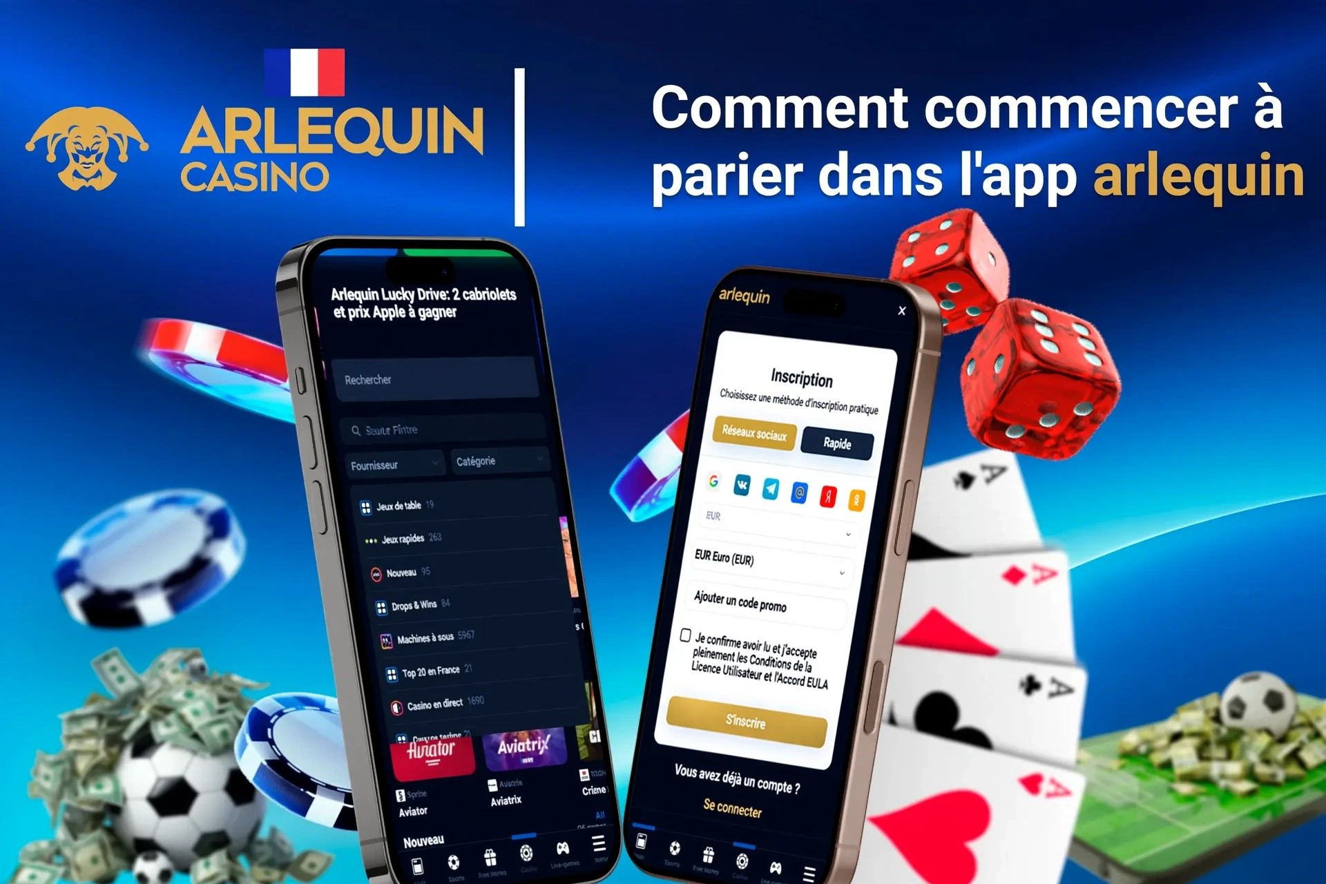 Guide étape par étape pour commencer à parier sur l'application, avec l'inscription et la sélection des jeux affichées sur des écrans mobiles