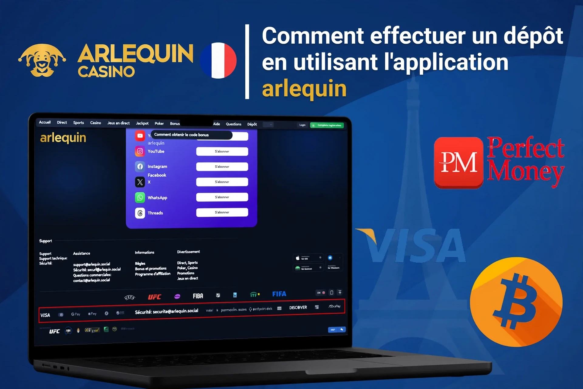 Processus d'inscription sur l'application mobile Arlequin avec options de connexion sociale