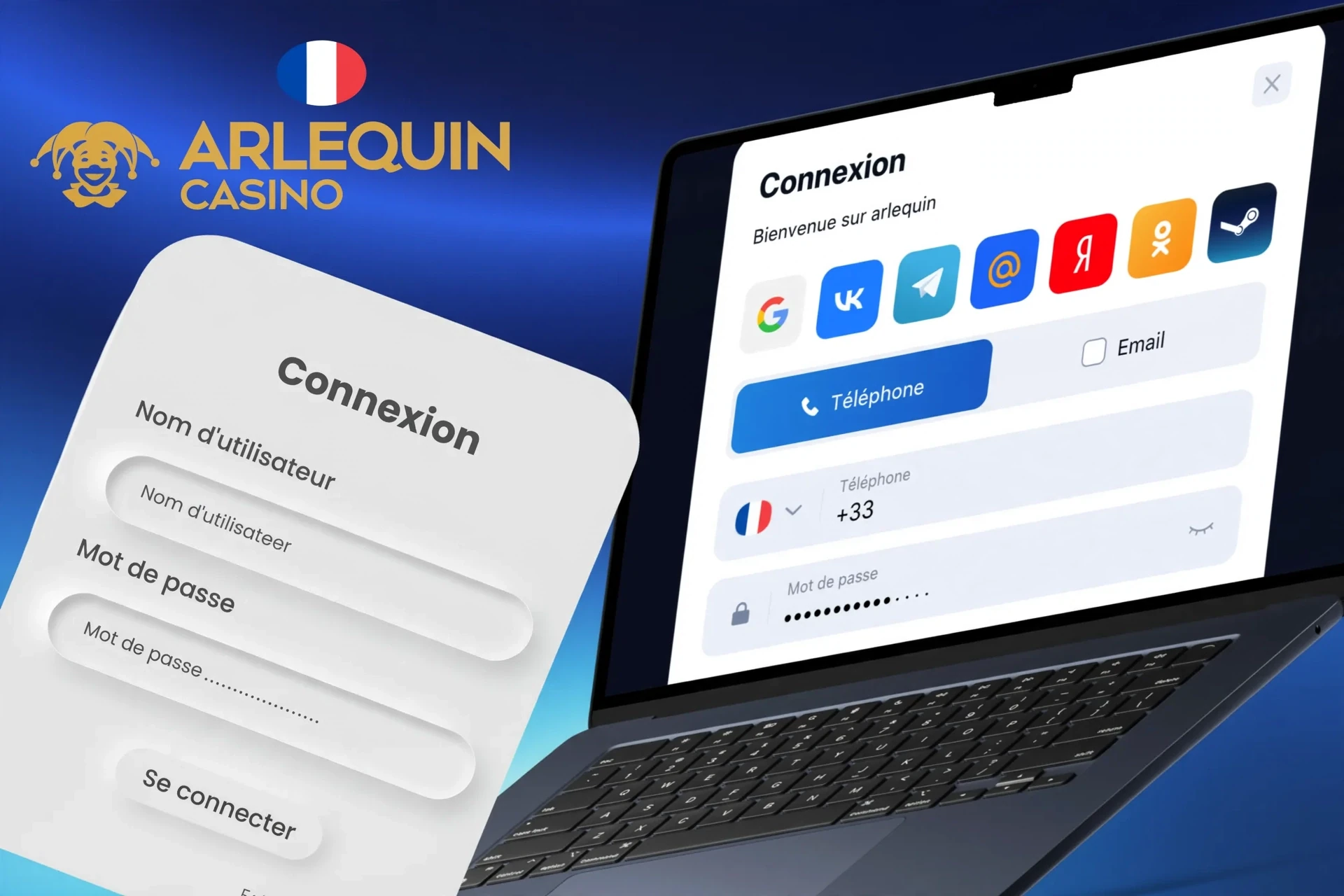 Description des actions pour se connecter au compte personnel via le site ou l'application mobile
