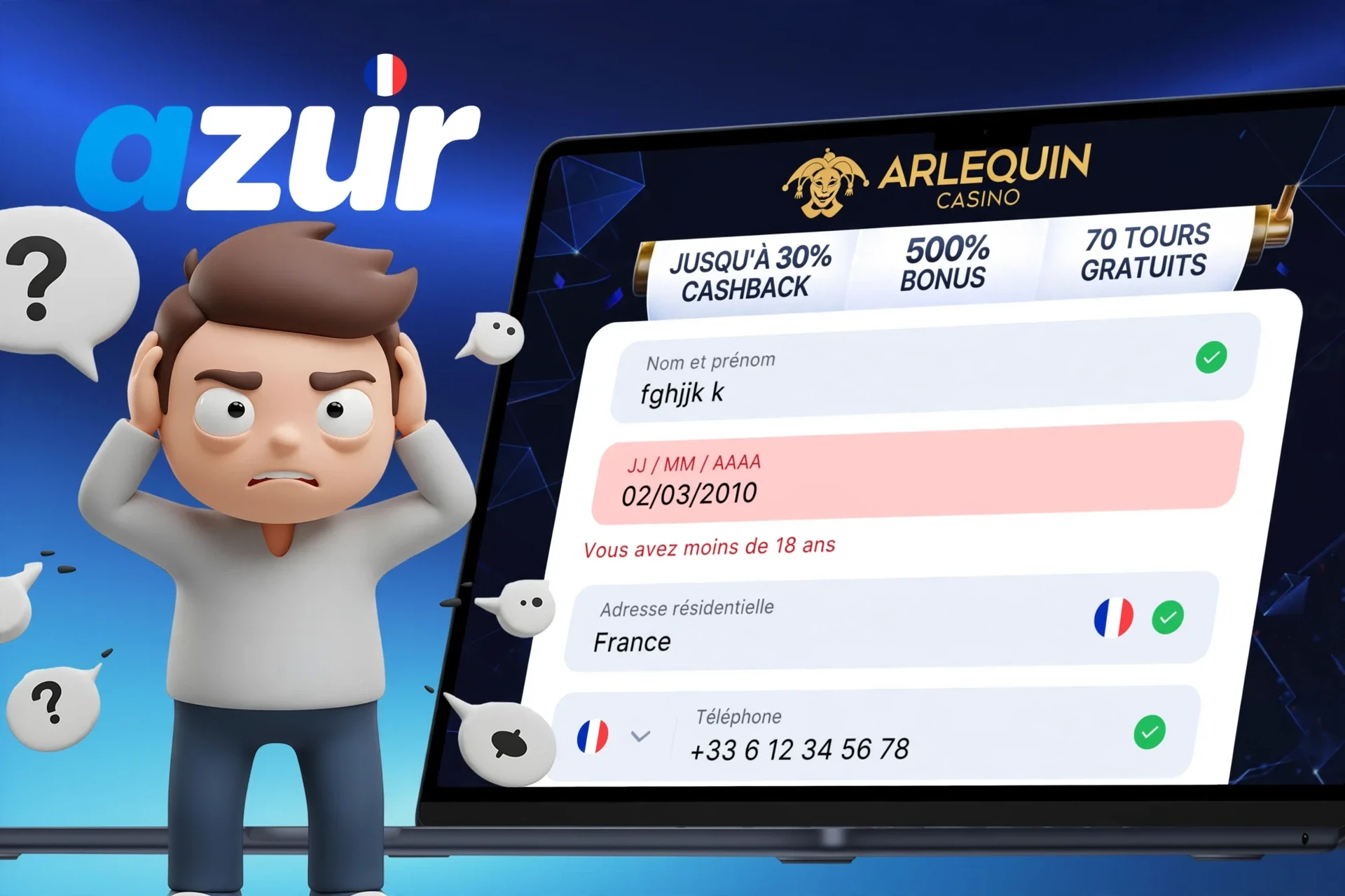 Description des difficultés possibles lors de l'inscription sur Arlequin